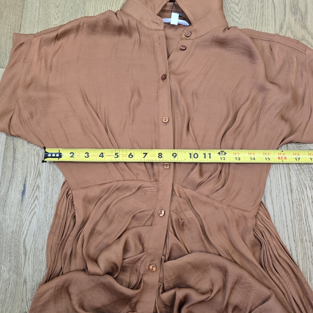 NWT Rust Orange Button Down Silky Midi Dress Size… - image 7
